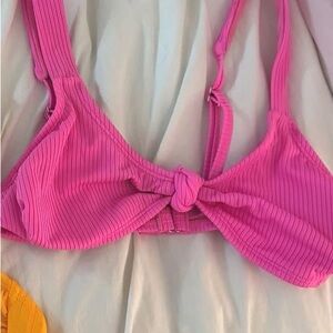 Target Pink Ribbed Bikini Top